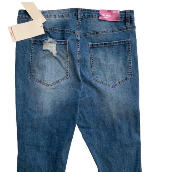 Haute Curve Jeans Medium Wash Distressed High Rise Skinny Ankle Size 18 NEW - Picture 8 of 12